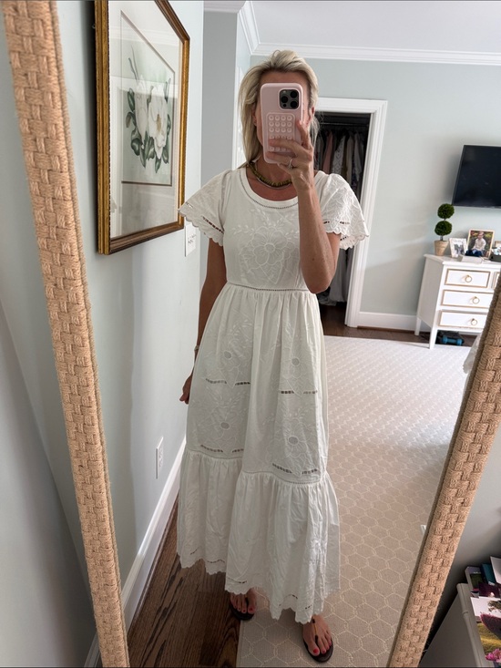 HUNTER BELL Dresses & Skirts - HUNTER BELL White Eyelet Maxi Dress with Flutter Sleeves
